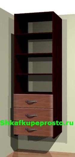 Модуль гардеробной комнаты с тремя равными ящиками